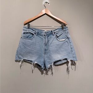 Abercrombie & Fitch High Rise Mom Shorts Women 32/14 Beach Vacation Casual Blue